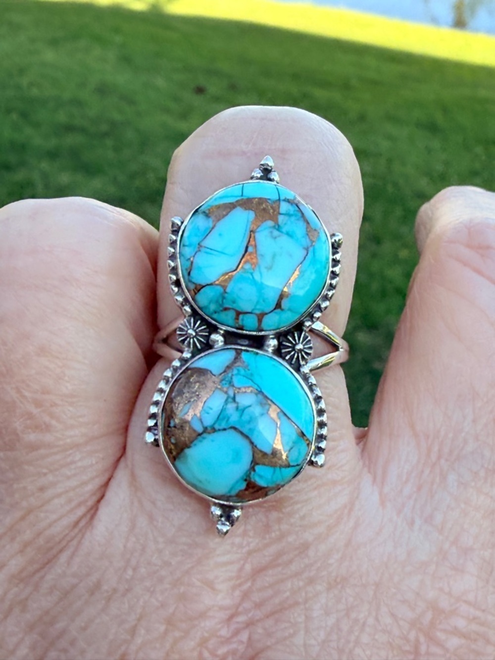 925 Double Mint Dahlia Sterling Silver Ring